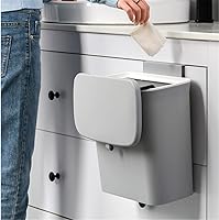 Vista 2 de Contenedor de compost de cocina de 9 L/2.4 galones, cubo de basura pequeño colgante con tapa