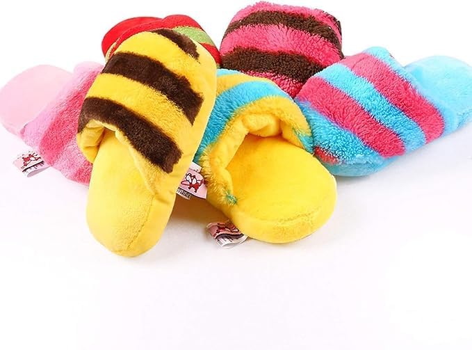 Yjemle Blue Cute Pet Puppy Dog Cat Slipper Shape Plush Slipper Sound Pet Toy Pet Dog Chew Toys Dog Squeak Plush Toys Slipper Shape Tooth Cleaning Chew Play Toy Dog Chew Pet Supplies Toys - Image 2