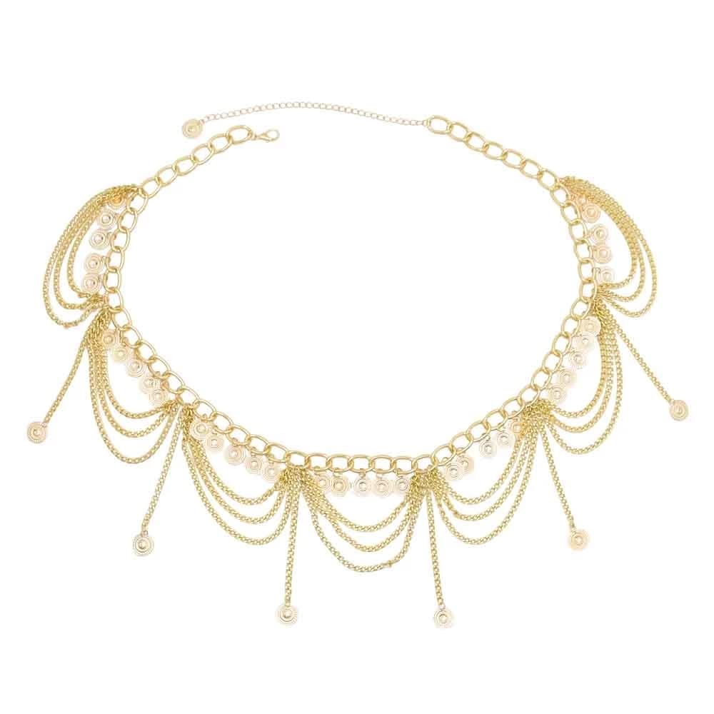 idealwayVintage Waist Chain Hollow Carving Rhinestone Crystal Body Chain Summer Beach Body Waist Chain Jewelry