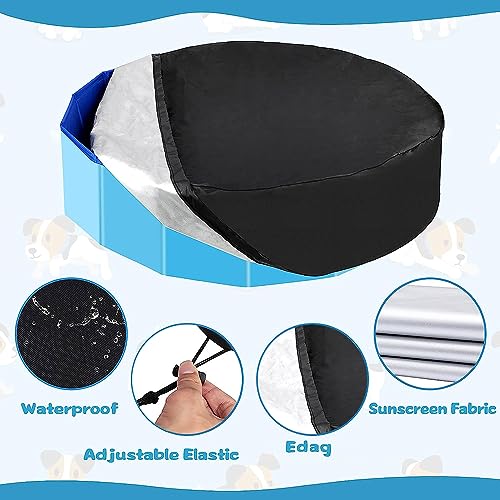 MEISHANG Round Pool Cover, 120 cm, Waterproof, Drawstring, Black/120-30, Oxford Cloth, for Dog Pool Children's Pool, Pool Tarpaulin - Image 3