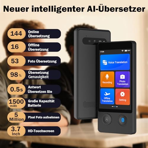 Wooask Sprachübersetzer Ohne Internet, Übersetzer Gerät Testsieger, Translator W12 Übersetzer Echtzeit 144 Sprachen mit sprachausgabe/Offline/Foto Sprachübersetzer für Reisen,Lernen und Business (Neu)