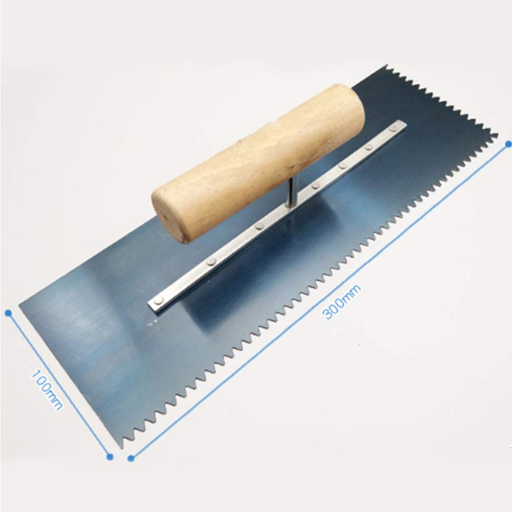 Cazzuola per intonacatura in Acciaio Inossidabile, Cazzuola Adesiva a Dente di Sega Manico in Legno Cazzuola per intonacatura Strumento per Piastrelle Cazzuola per intonacatura (2 Pezzi)