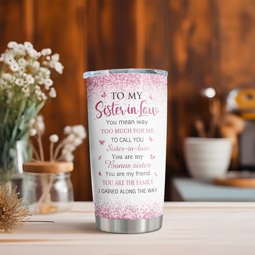 Image of ZANIION Sister in Law Gifts Tumbler 1PC, Future Sister in Law Birthday Gifts Mug, Best Sis Gift Ideas for Christmas, Wedding, Mother's Day Persent Cup 20oz