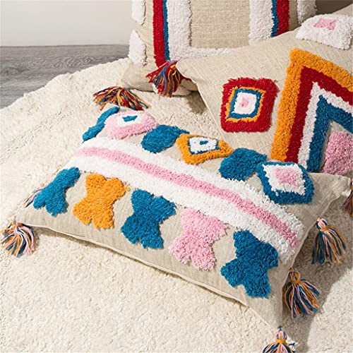 Taie d'oreiller coussin sofa 45x45 géométrique avec pompons décoratifs maison - 3