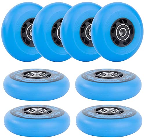 Aowish Inline Skate Wheels 85A Outdoor Asphalt Formula Hockey Roller Blades Replacement Wheel With Bearings Abec-9 And Floating Spacers (8-Pack) (Blue, 80Mm) #TOP1