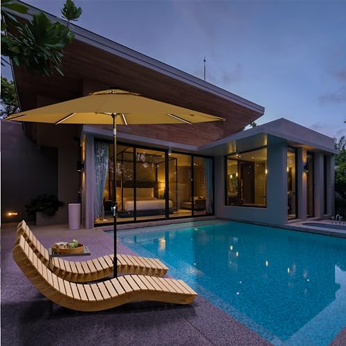 Image of Midtown Umbrellas LED Swilt - 9 Ft Solar LED Patio Umbrella, Sand Canopy
