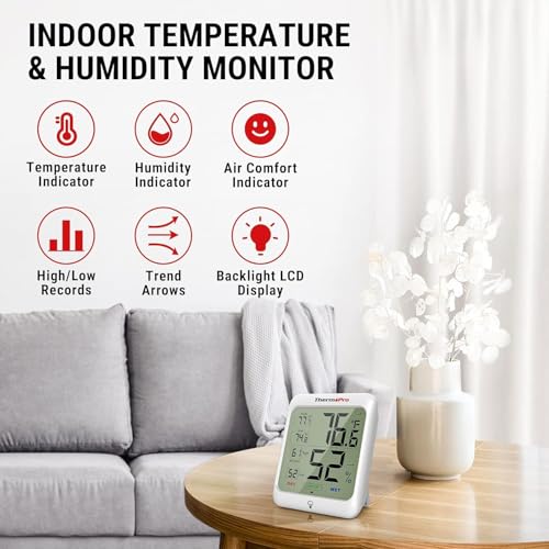 Image of LABART ThermoPro TP53 Digital Hygrometer Indoor Thermometer for Home, Temperature Humidity Sensor with Comfort Indicator & Max Min Records, Backlight Display Room Thermometer Humidity Meter