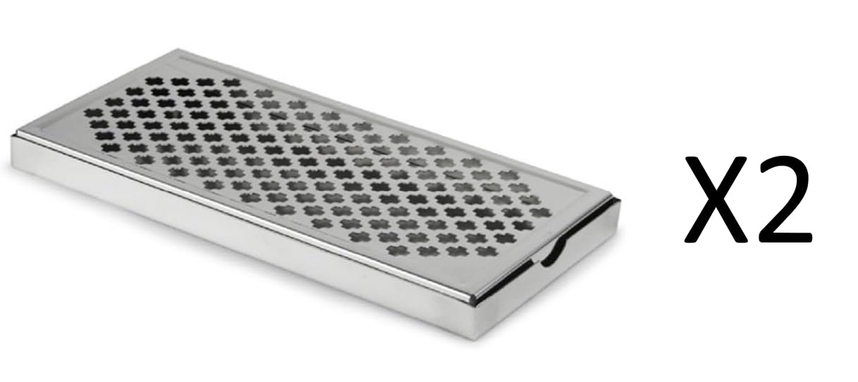 Vassoio Sgocciolatoi Rettangolare in Acciaio Inox, Drip Tray Bar Mat con Griglia, Tappetino da Barra, 30 x 15 cm, Contenitore Rimovibile per Cocktails e Birra, Vassoio Antigoccia (Set da 2 Pezzi)