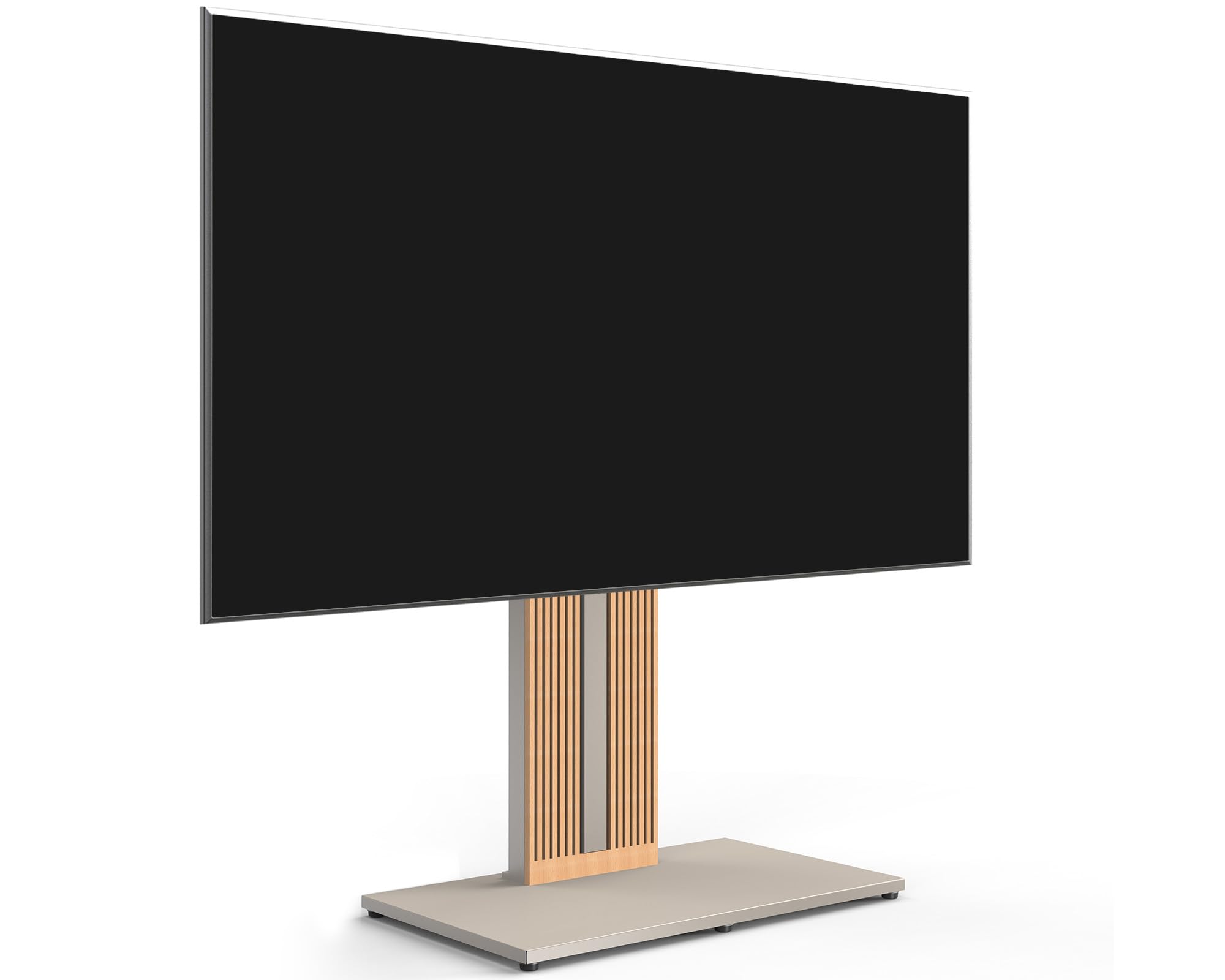 FITUEYES Design Wood TV Stand Swivel Mount with Hidden Back Storage for 55-88 inch TV Screens, Scandinavian Style Tall Floor TV Stand for Home Decor