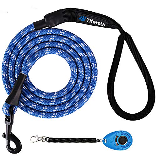 Rope Medium-Large 6ft-4ft Dog-Leash - Strong Big Heavy Duty Climbing Rope Leash with Soft Padded Handle for Medium to Large Dogs