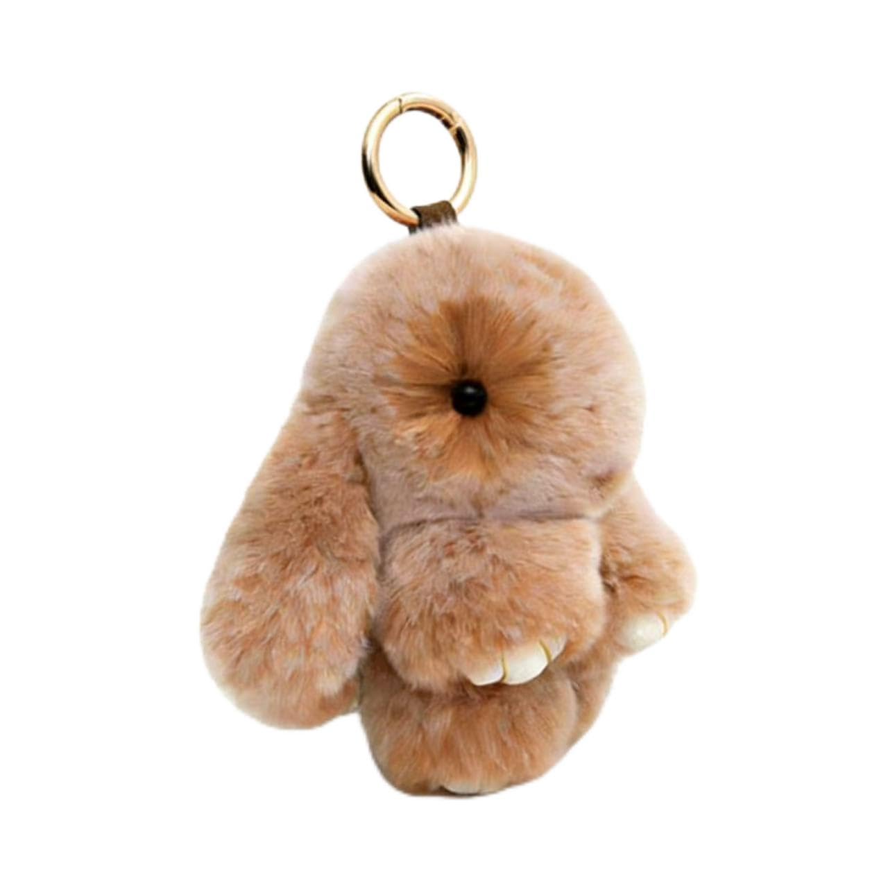 Bunny Fur Rex Rabbit Pompom Ball Doll Pendant Keychain Car Handbag Keyring