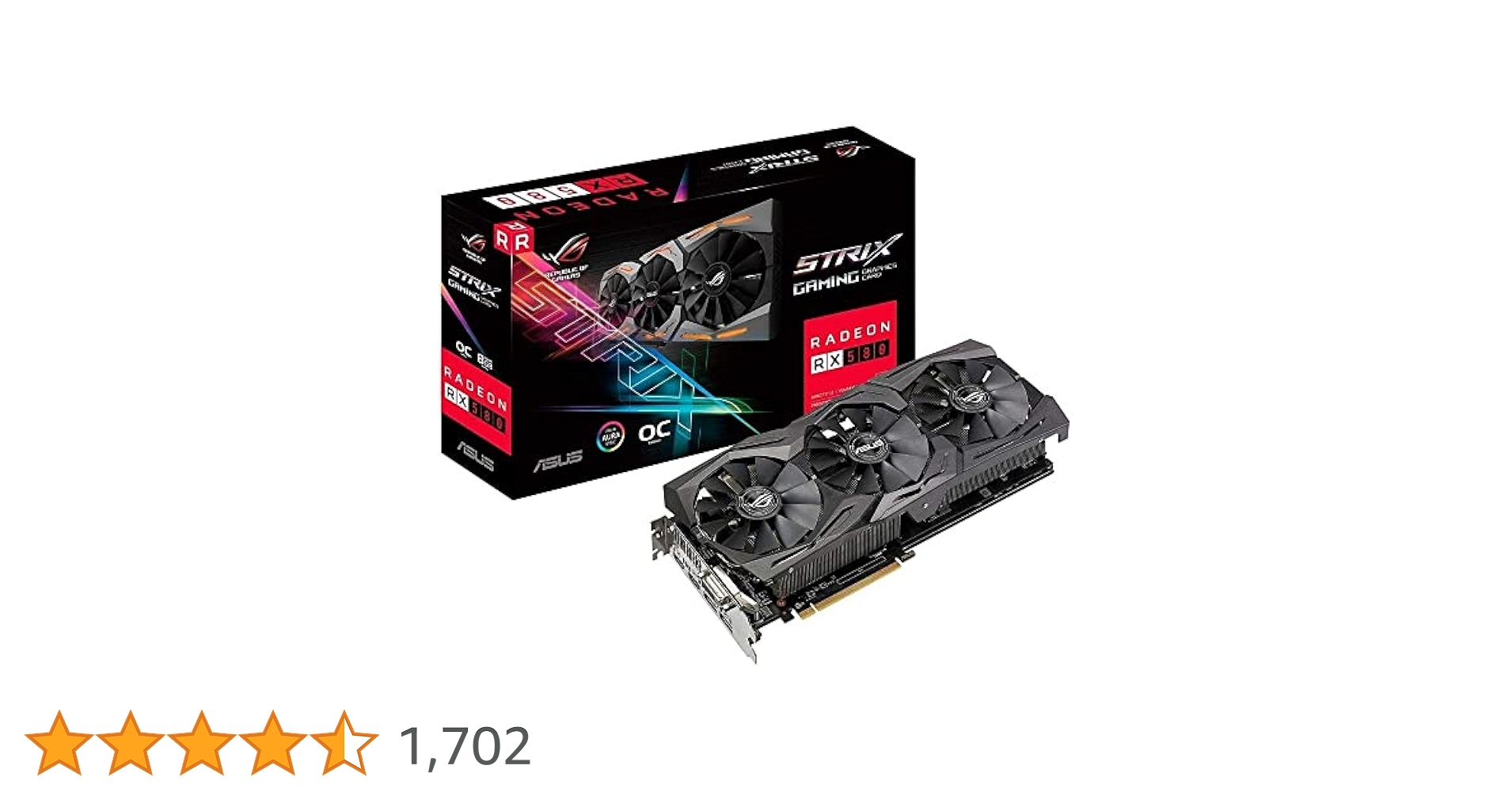 ASUS ROG-STRIX-RX580-O8G-GAMINGOC Edition GDDR5 DP HDMI DVI