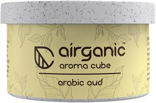 AIRGANIC Aroma Cube - Arabic Oud Organic Air Perfume | Leakproof Car Air Freshener- Bar, 40G - Freshen Up Your Car