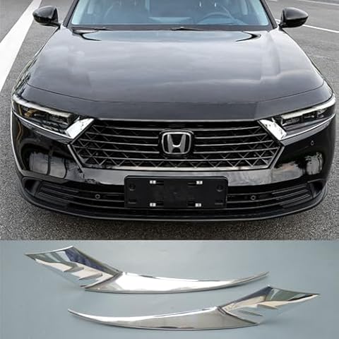 ZiWen New Front Bumper Headlight Cover Eyelid Trims For Honda Accord 2023 2024 (Chrome) Cover