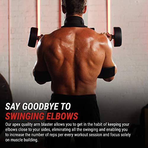 DMoose Arm Blaster for Biceps Triceps Bodybuilding Muscle Strength Gains Workout Equipment Training Contoured Bicep Blaster Isolator Preacher Curling Weight Lifting Adjustable Strap Neoprene Padding