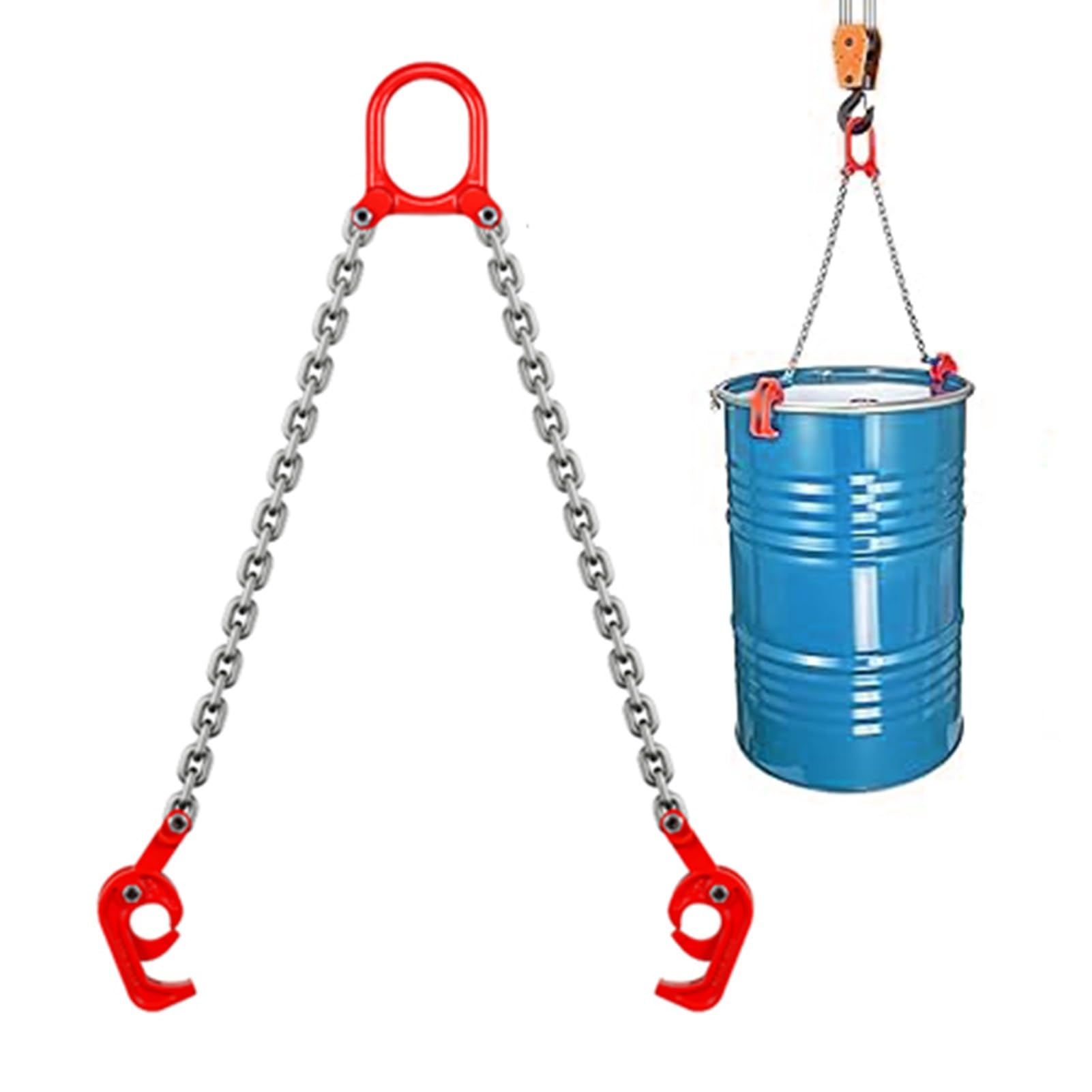 Pinza a Catena per Fusti Pinza di Sollevamento per Fusti a Doppia Catena per Impieghi Gravosi, Sollevatore per Fusti con Imbracatura a Catena, Attrezzatura per la Movimentazione dei Fusti