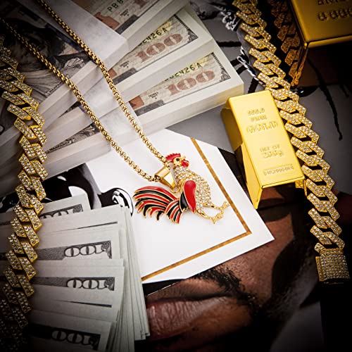 AsAlways 18K Gold Plated Cock Pendant Inlay CZ Vintage Hip Hop Rock Punk Totem Amulet Charm Rooster Necklace Gift Jewelry4