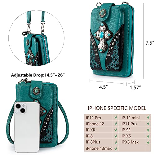 Image of Montana West Western Crossbody Phone Wallet for Women RFID Blocking Wallet Purse with Cash Slots & Zipper Pocket