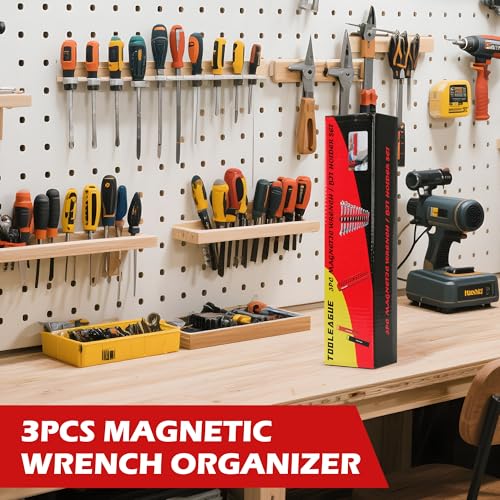 Image of TOOLEAGUE 2Pcs Magnetic Wrench Organizer Set & 1 /4 inch Hex Bit Organizer
