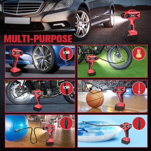 Image of DIYtoolifz 160PSI Tire Inflator Compatible with Milwauke 18V Battery | Portable Air Compressor Cordless Air Pump with Digital Pressure Gauge for Cars, SUV, Motorcycles, Bikes, Balls (Tool Only)