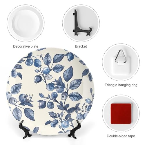 Plato decorativo de porcelana con patrón de flores arándano 7 in miniatura 3
