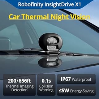 Robofinity InsightDrive Thermal Camera for Car, Infrared Dashcam with 656ft Detection & Deer Collision Alert, Car Night Vision System for Off-Road & Highway Safety