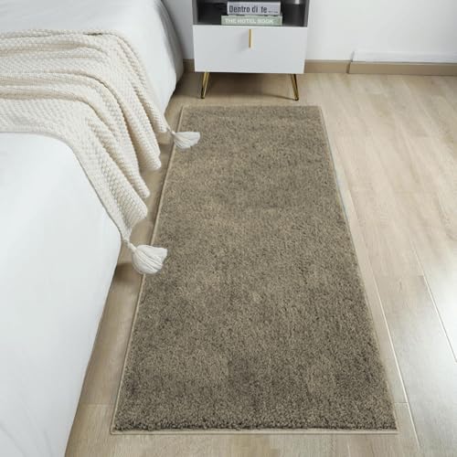 Image of Flooring India Co Newman Floor Runner 2500 GSM Super Soft Anti Skid Runner for Bedroom Side (2x5 Feet, Taupe)