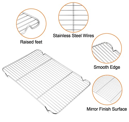 Teamfar Baking Sheet With Rack, 17.6 X 13 X 1 Inch Stainless Steel Baking Pan Cookie Sheet Set With Cooling Rack For Baking/Roasting/Cooling, Non-Toxic & Heavy Duty, Dishwasher Safe - Set Of 4 #TOP4