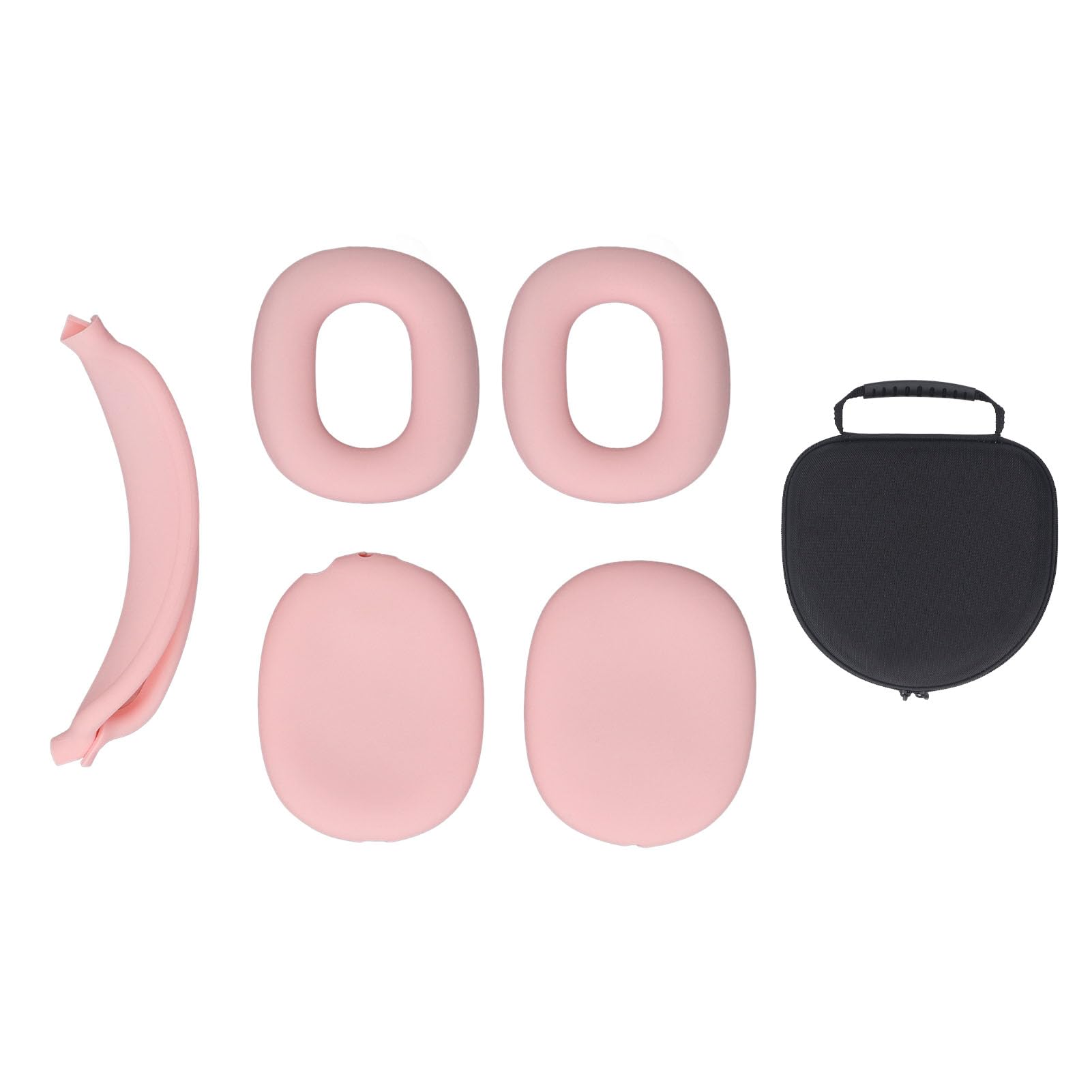 Custodia Rigida per Cuffie con Rivestimento in Silicone per Cuscinetti, Custodia Protettiva 3 in 1 per Cuffie USB C con Tasca per Caricatore (Rosa chiaro)