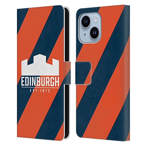 Étui portefeuille Edinburgh Rugby pour iPhone 14 Plus en cuir à rayures