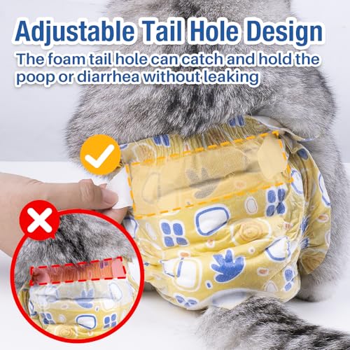 Image of Pet Soft Disposable Cat Diapers - Diaper for Female & Male Cats, Puppy Doggie Diapers for Female Dogs with Adjustable Foam Tail Hole, Medium (24Pcs, Yellow)