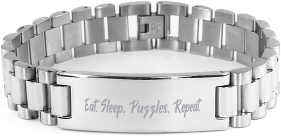 Gag Puzzles, Eat. Sleep. Puzzles. Repeat, Unique Idea Ladder Bracelet for Friends from