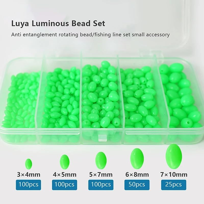375 cuentas luminosas ovaladas para pesca verde oliva miniatura 2