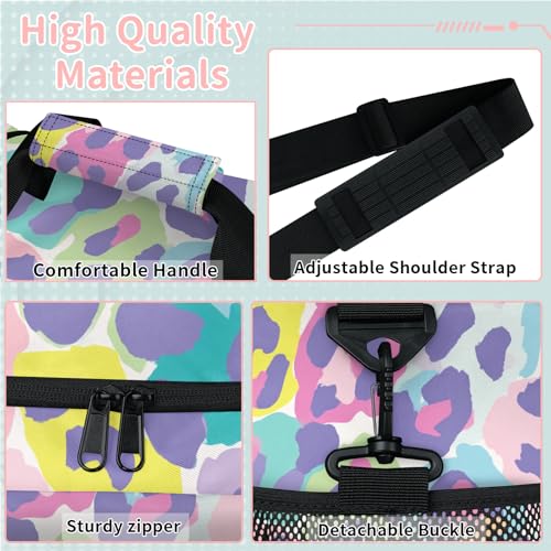Leopard Print Colorful Travel Duffel Bag Weekender Overnight Bags for Women Men Foldable Waterproof Tote Bag with Trolley Sleeve3