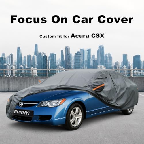 Image of GUNHYI Premium Car Cover Custom Fit Acura CSX, 16 Layers Heavy Duty Car Cover Waterproof All Weather with Zipper Door for Sun Rain Snow Dust Uv Protection