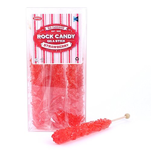 Extra Large Rock Candy Sticks: 12 Strawberry Lollipop - Red Rock Candy Sticks - Individually Wrapped - Espeez Rock Candy Sticks for Candy Buffet, Birthdays, Weddings, Receptions and Baby Shower