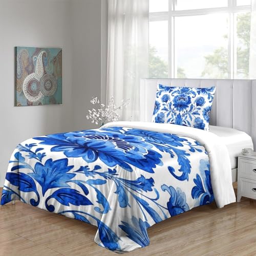 Parure de lit fleurs 3D en microfibre 135x200cm pour lit simple