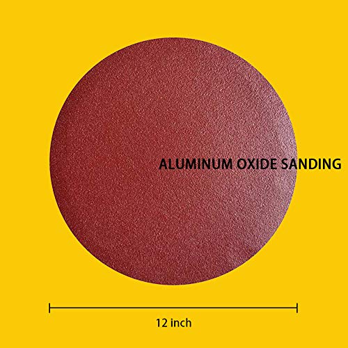 Image of 18 PCS 12 Inch NO-Hole PSA Aluminum Oxide Sanding Disc, Self Stick(3 Each of 60 100 150 180 240 400 Grit) Brown