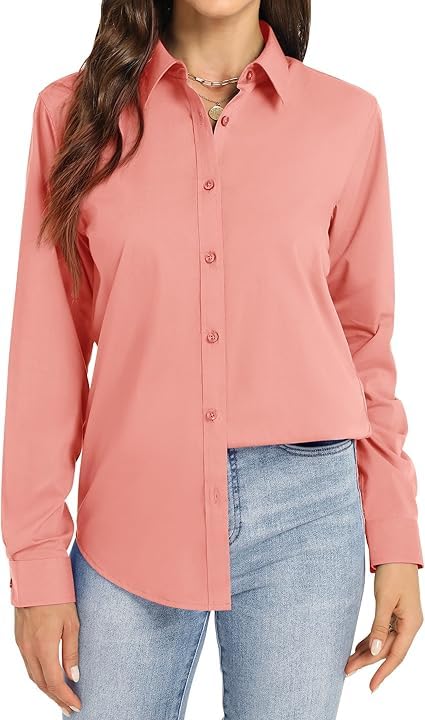 Image of Women's Solid Full Sleeve Rayon Shirt - Regular Fit, Lightweight, Office & Casual Wear Blouse
