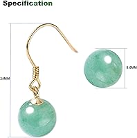 Vista 2 de 8.5mm Jade Drop Earrings for Women Green Jade Earrings 925 Sterling Silver Handmade Dangle Earrings Good Luck Jade Earrings Gift for Birthday