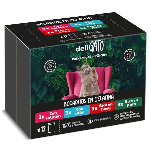 Deligato Dia Alimento para Gatos bocaditos en gelatina, 12x100 g