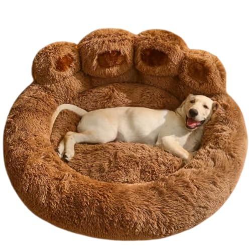 【Ptomoto】犬 猫 ペットベッド 通年 冬 中綿増量 丸型 ふわふわ もこもこ 寒さ対策 保温防寒 90cm 洗える 耐噛み 滑り止め ペットソファ ペットクッション かわいいI29