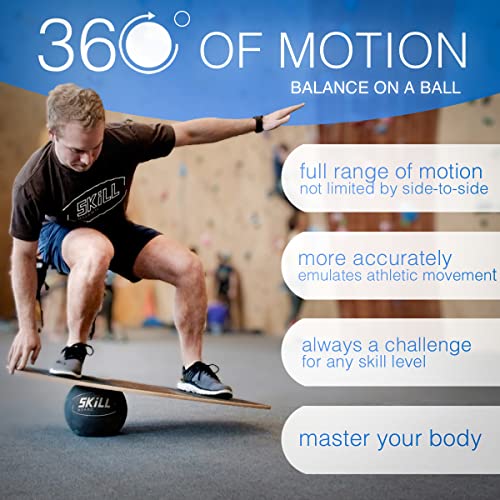 The Skill Board - Wooden Balance Board for Adults - Wobble Board for All Sports, Gym, Standing Desk, or Yard Games - Balance Trainer, Fitness Ball, Ball Pump, Grip Tape - Image 4