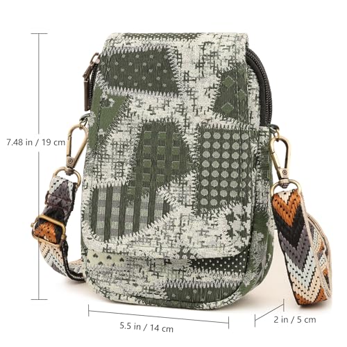 Image of SILKAREA Embroidered Cute Mini Crossbody Bag for Women Small Handbags Wristlet Wallet Bag Cell-phone Pouch Coin Purse
