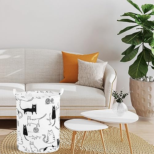Image of Foldable Baby Laundry Basket Hamper for Nursery Girl Boy kids Clothes laundry hamper basket Portable Tall Collapsible Cute Laundry Basket Organizer, Nursery Storage Basket with Handles (Animal Cats)