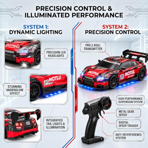 Flytek RC Drift Car 4x4 Red लाल - Image 5