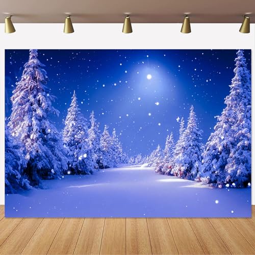 Yeele 10x8ft Winter Snow Scene Backdrop Snowfall Night View Pine