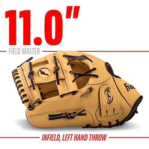 Image of Franklin Sports Baseball + Softball Glove - Field Master Baseball + Softball Mitt - Adult + Youth Glove - Men's + Women's Baseball + Softball Gloves - Left Hand Throw - 11 inch - Camel Brown