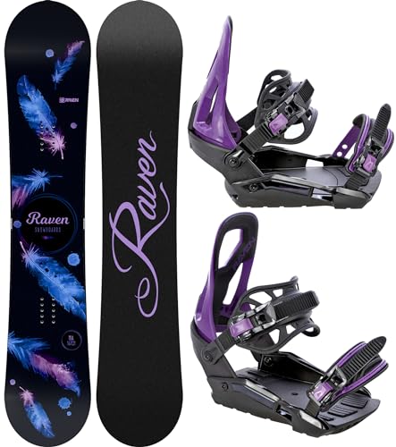 RAVEN Snowboard Set: Snowboard Mia Black + Bindung s230 (139cm + s230 Black/Violet S/M)