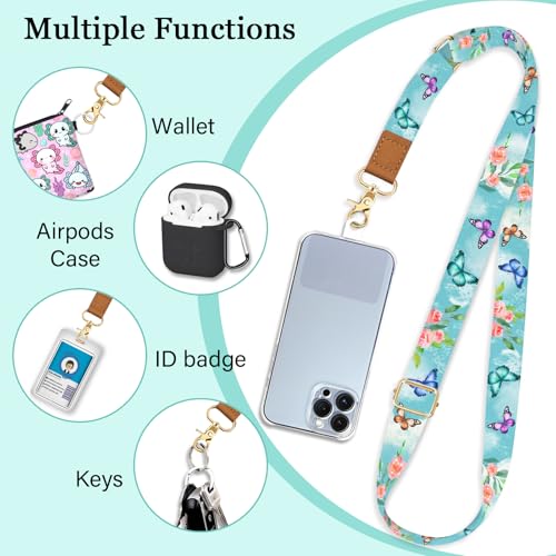 Image of Piefly Cell Phone Lanyard Crossbody Wrist Strap Adjustable for Women Flower | Travel Daily Cruise, Around the Neck, Hands-free, Universal, Fit Keys ID badge, Accessories, Compatible with Most Smartphones
